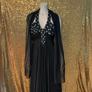 Black embellished evening gown